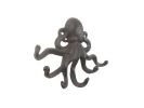 Cast Iron Decorative Wall Mounted Octopus with Six Hooks 7""