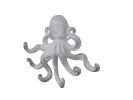 Whitewashed Cast Iron Decorative Wall Mounted Octopus with Six Hooks 7""