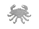 Whitewashed Cast Iron Decorative Crab with Six Metal Wall Hooks 7""