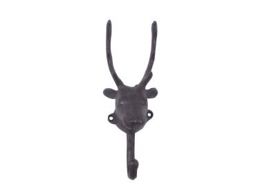 Cast Iron Reindeer Head Decorative Metal Wall Hooks 9.5""