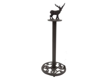 Cast Iron Moose Bathroom Extra Toilet Paper Stand 16""