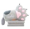 Cute Cat Paw Plush Sofa Bed Decorative Throw Pillow Cushion with Blanket for Office Home; Gray