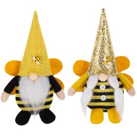 2PCS Bumble Bee Gnome Plush World Bee Day Decor Mr and Mrs Honeybee Spring Gnomes Plush Ornaments