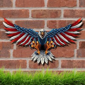 1 Pack/3pcs; Metal Wall Art (40"x24"); Oversize Metal Eagle Wall Decor American Flag Bald Eagle Hanging Patriotic Sculpture Independence Day Wall Deco