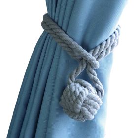 2 Pcs Decorative Tassel Buckle Cord Drapery Tie Backs Knitting Knot Cotton Rope Curtain Tiebacks, Grey