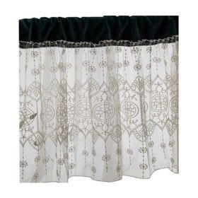 Sheer Short Curtain European Styles Half Curtain Velvet Embroidery Valance Cabinet Curtain Tier Cafe Curtain,59x19 inch