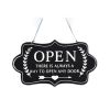 Wooden Stores Business Hanging Plaque Sign OPEN CLOSED Door Board Sign Double-Sided Bar Restaurant Hanging Plate Sign,Black
