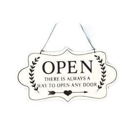 Wooden Stores Business Hanging Plaque Sign OPEN CLOSED Door Board Sign Double-Sided Bar Restaurant Hanging Plate Sign,White