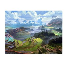 Terraced Field Bedroom Tapestry Landscape Background Cloth Bedside Wall Hanging Cloth Room Decoration Tapestry; 43x59 inch