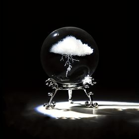 1pc Thunder Cloud Round Holiday Gift Desktop Home Creative Crystal Ball Small Ornaments, Living Room Bedroom Decoration Crafts, Home Decor,Christmas G