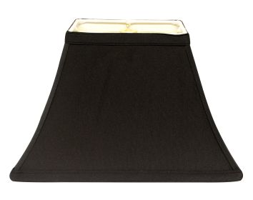 Rectangle Bell Hardback Lampshade with Washer Fitter, Black Natural Fabric Lampshade with White Lining for Table Lamps, 5" Top x 12" Bottom x 9" Heigh