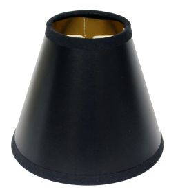 Hardback Chandelier Lampshade with Flame Clip (Set of 6), Black Animal Hide Lampshade with Gold Lining for Table Lamps, 3" Top x 4" Bottom x 4" Height