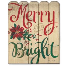 "Merry & Bright" by Cindy Jacobs, Printed Wall Art on a Wood Picket Fence