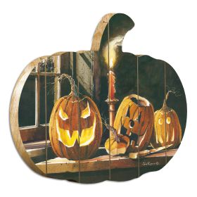 "The Carving Table" By Artisan John Rossini Printed on Wooden Pumpkin Wall Art