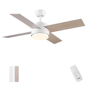 44 In Intergrated LED Ceiling Fan Lighting with White ABS Blade
