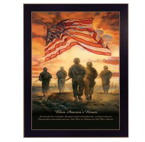 "Bless Americas' Heroes" By Bonnie Mohr, Printed Wall Art, Ready To Hang Framed Poster, Black Frame