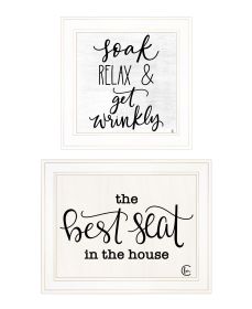 "The Best Seat in the House" 2-Piece Vignette by Fearfully Made Creations, Ready to Hang Framed Print, White Frame