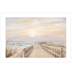 "Ponce Inlet Jetty Sunrise" by Artisan Georgia Janisse, Ready to Hang Framed Print, White Frame