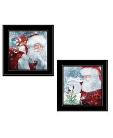 "Santa's Blessings" 2-Piece Vignette by Bluebird Barn, Ready to Hang Framed Print, Black Frame
