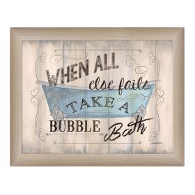 "Take a Bubble Bath" By Debbie DeWitt, Printed Wall Art, Ready To Hang Framed Poster, Beige Frame