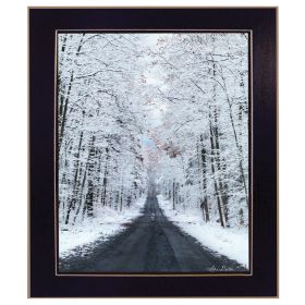 "All Roads lead Home (winter lane)" by Lori Deiter, Ready to Hang Framed Print, Black Frame