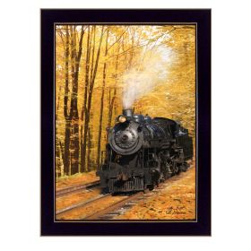 "Fall Locomotive" By Lori Deiter, Printed Wall Art, Ready To Hang Framed Poster, Black Frame
