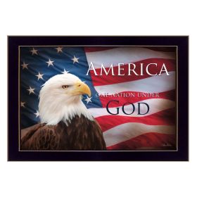 "One Nation Under God - Flag" By Lori Deiter, Printed Wall Art, Ready To Hang Framed Poster, Black Frame