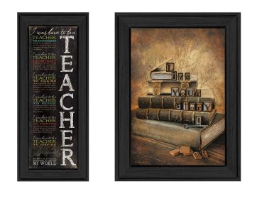 "School Collection" 2-Piece Vignette By R. Vieira and P. Britton, Printed Wall Art, Ready To Hang Framed Poster, Black Frame