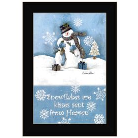 "Trendy Snowman" By Diane Arthur, Printed Wall Art, Ready To Hang Framed Poster, Black Frame