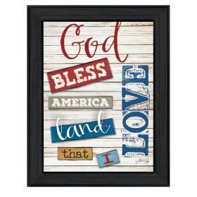 "God Bless America" By Marla Rae, Printed Wall Art, Ready To Hang Framed Poster, Black Frame