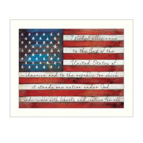 "Pledge of Allegiance" By Marla Rae, Printed Wall Art, Ready To Hang Framed Poster, White Frame