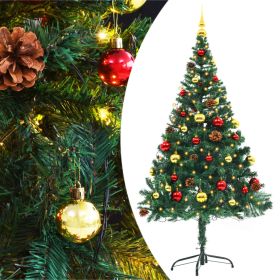 Artificial Pre-lit Christmas Tree with Baubles Green 5 ft