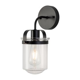 1-Light Wall Lamp with Clear Glass Shade, Modern Wall Sconce, Industrial Indoor Wall Light Fixture for Bathroom Living Room Bedroom Over Kitchen Sink,