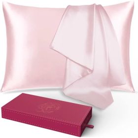 Lacette Silk Pillowcase 2 Pack for Hair and Skin, 100% Mulberry Silk, Double-Sided Silk Pillow Cases with Hidden Zipper (Light Pink, Queen Size: 20" x