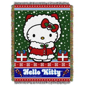 Hello Kitty Snowy Kitty Licensed Holiday 48"x 60" Woven Tapestry Throw by The Northwest Company