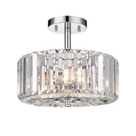 Crystal Chandelier 2-Light Modern Flush Mount Ceiling Light Fixture Semi-suction lamps