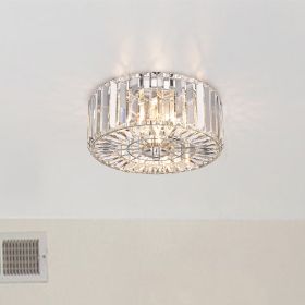 Crystal Chandelier 2-Light Modern Flush Mount Ceiling Light Fixture