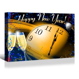 Framed Canvas Wall Art Decor Painting For New Year,Happy New Year Count Down Gift Painting For New Year Gift, Decoration For Chrismas Eve Office Livin