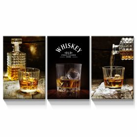 3 Panels Framed Canvas Whiskey Wall Art Decor,3 Pieces Mordern Canvas Painting Decoration Painting for Chrismas Gift, Office,Dining room,Living room,
