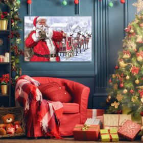Framed Canvas Wall Art Decor Painting For Chrismas, Santa With Gift Painting For Chrismas Gift, Decoration For Chrismas Eve Office Living Room, Bedroo