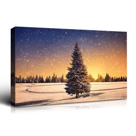 Framed Canvas Wall Art Decor Painting For Chrismas, Chrismas Tree in Dawn Chrismas Gift Painting For Chrismas Gift, Decoration For Chrismas Eve Office