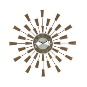DecMode 22" Brown Metal Starburst Wall Clock