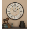 DecMode 32" Brown Wooden Distressed Wall Clock with Typography