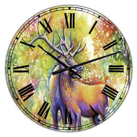 Designart 'Hugging Elk Love' Large Cottage Wall Clock