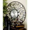 DecMode 26" Black Metal Starburst Radial Wall Clock with Mirrored Accents