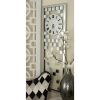 DecMode 13" x 42" Silver Glass Beveled Mirrored Wall Clock