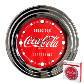 12" Coca-Cola Clock with Chrome Finish, Delicious Style