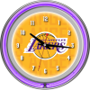 NBA Chrome Double Rung Neon Clock - City - Los Angeles Lakers