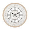 DecMode 32" White Wood Floral Carved Wall Clock