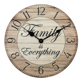 Westclox Light Brown Analog "Family Is Everything" Farmhouse Style 11" Analog QA MDF Wall Clock